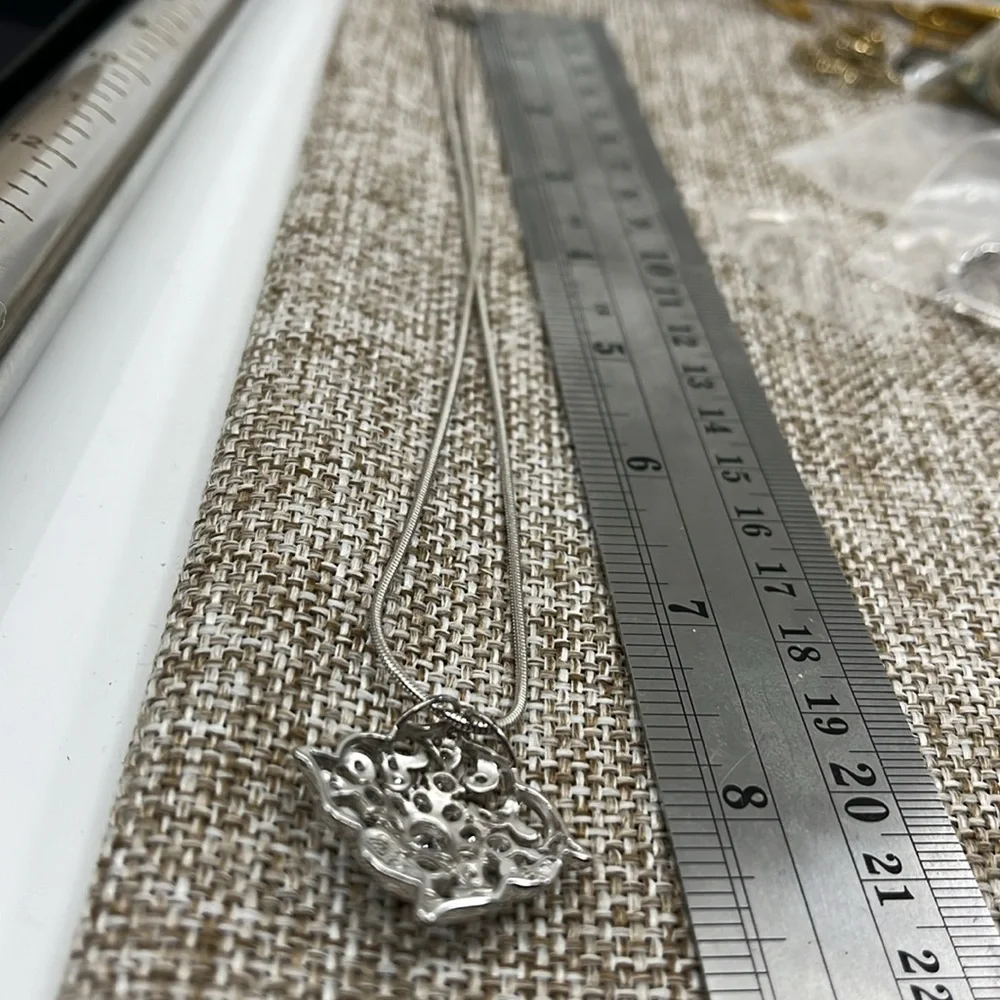 Beautiful Absolute 925 Italy Sterling Silver Necklace with CZ Pendant - Picture 14 of 15